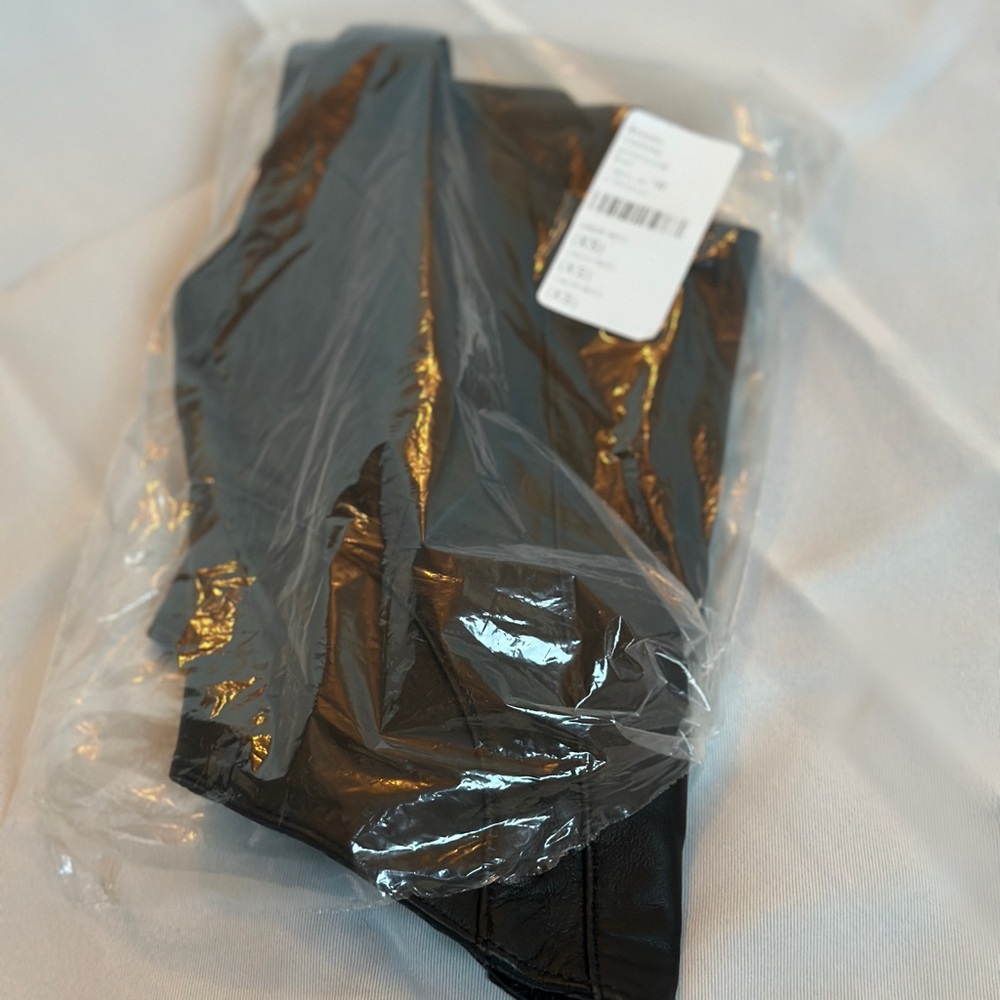 Women's Black Faux Leather Crop Top Tank - Picture 7 of 10